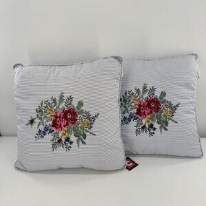 CHAPS Ralph‎ Lauren Decorative Pillow Nantucket Garden Embroidered Set of 2 New